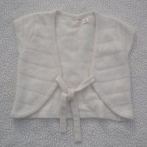 Twiggy Angora Blend Cropped Tie Front Sweater Capelet Size L